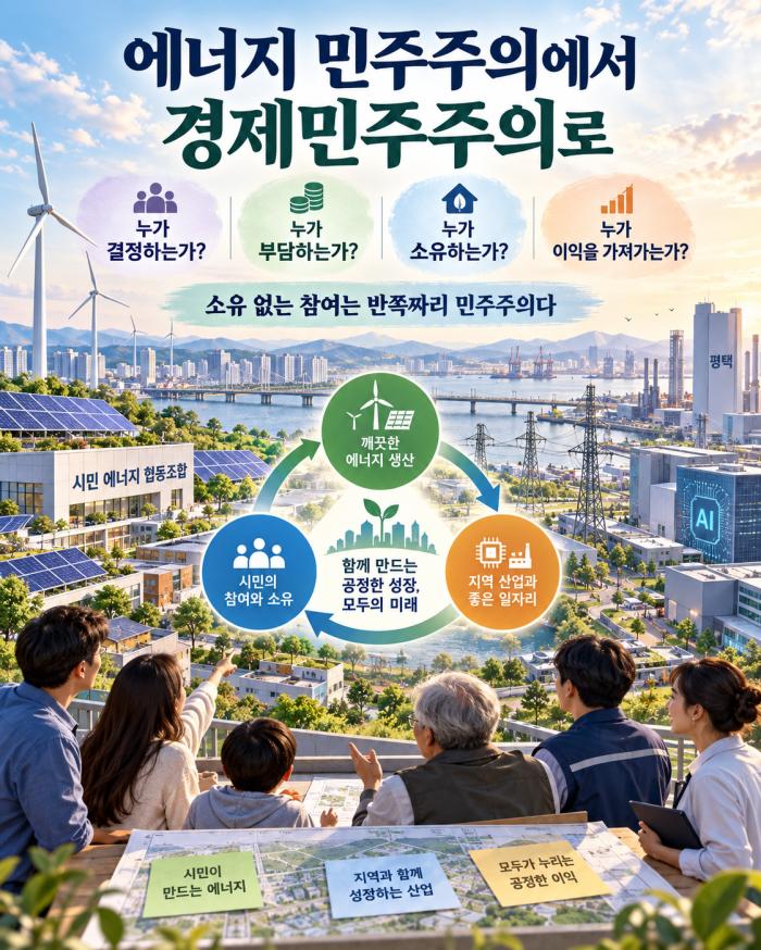 [《AI 시대, 누구의 성장인가 ⑥회》 조종건 칼럼연재] 에너지 민주주의에서 경제민주주의로 ― 부담·결정·소유·이익의 권한을 다시 나누는 문제 기사 이미지